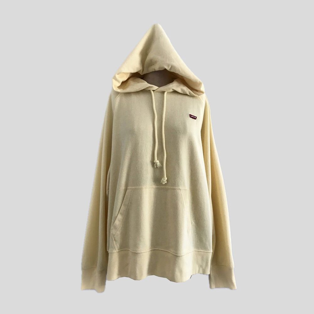Levi's Yellow Cotton Long Sleeve Hoodie Pullover Sweatshirt Womens Size L